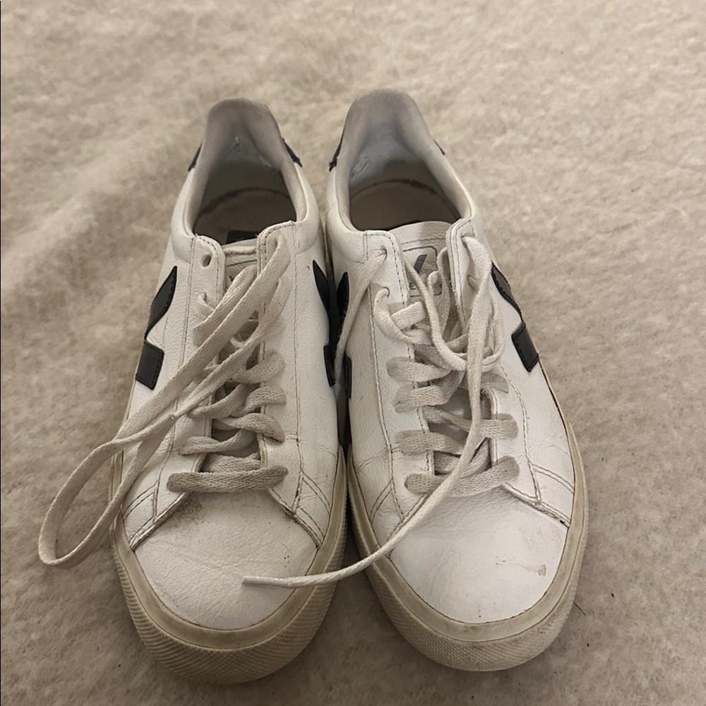 Veja White Sneakers with Black Accents